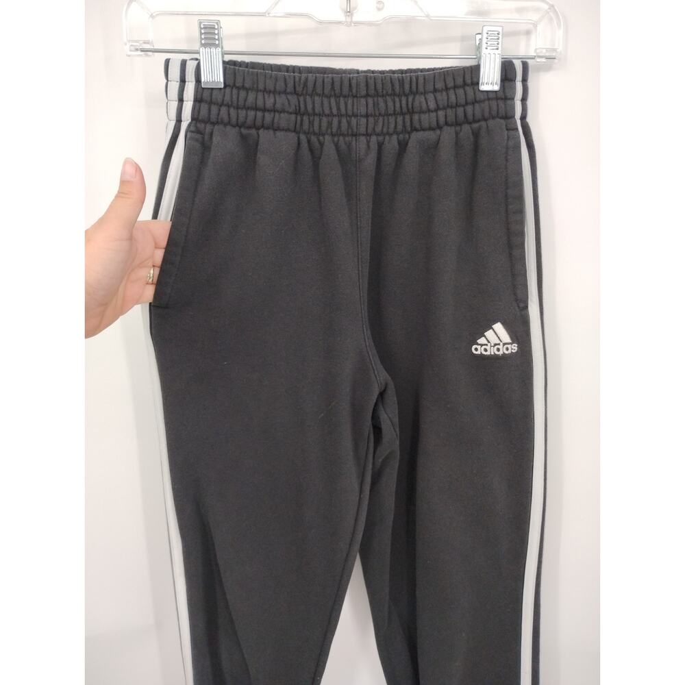 Adidas Black Sweat Pants White Stripe Jogger Regular Fit Medium 10/12 - Picture 2 of 6